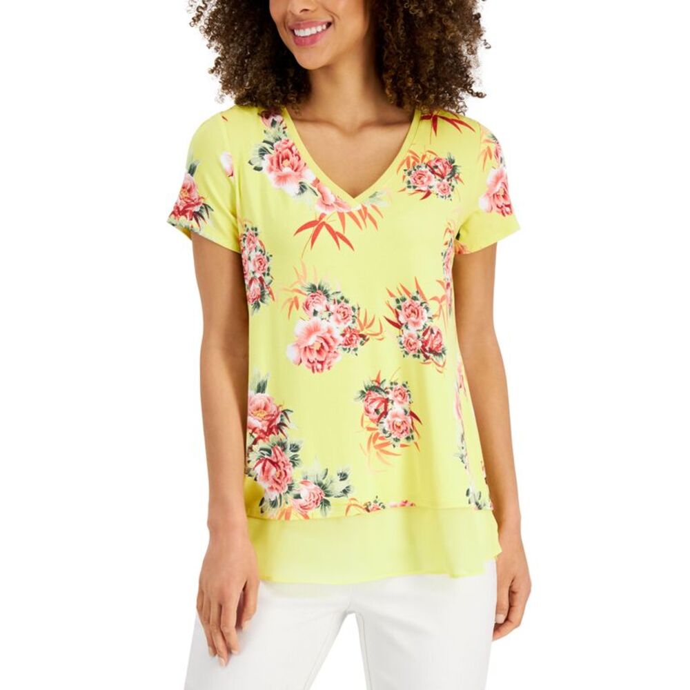 JM Collection Petite Floral Print Top